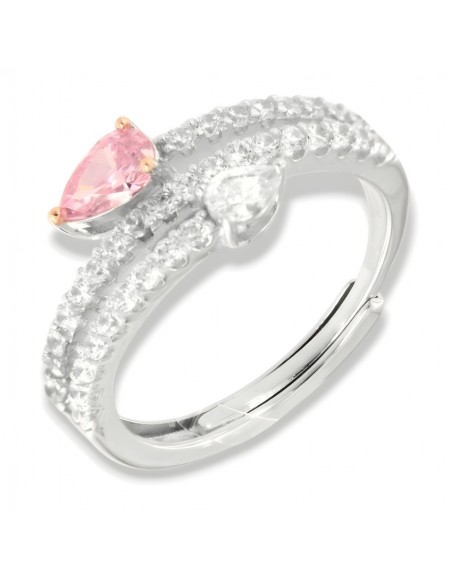 Anello Argento Rodiato Zirconi Bianchi Rosa [1dbaa2a6]