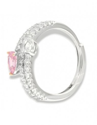 Anello Argento Rodiato Zirconi Bianchi Rosa [18eae5b8]