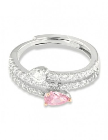 Anello Argento Rodiato Zirconi Bianchi Rosa [76d167b1]