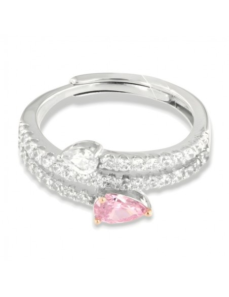 Anello Argento Rodiato Zirconi Bianchi Rosa [76d167b1]