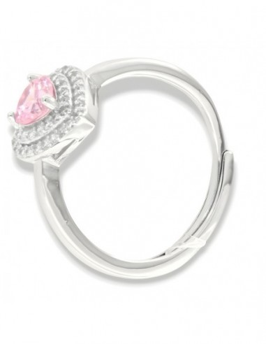 Anello Argento Rodiato Principessa Cuore Zirconi Rosa [9f463db9]