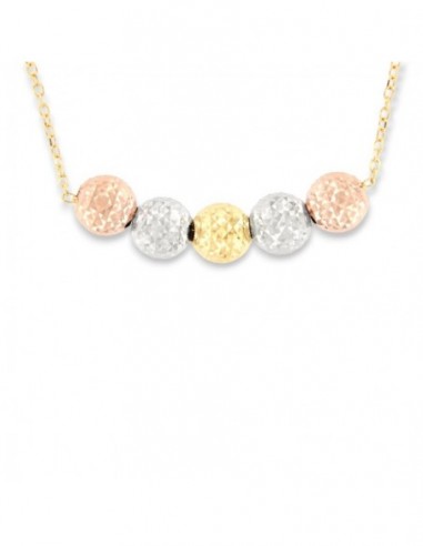 Collana Oro Giallo Tre Colori Sfere Sfaccettate [8f672107]