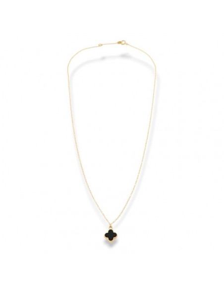 Collana Oro Giallo Quadrifoglio Smaltato Nero [a5d27db5]