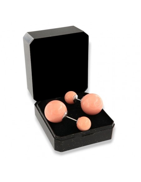 Orecchini Argento Rodiato Doppia Perla Rosa Salmone [79d05afc]