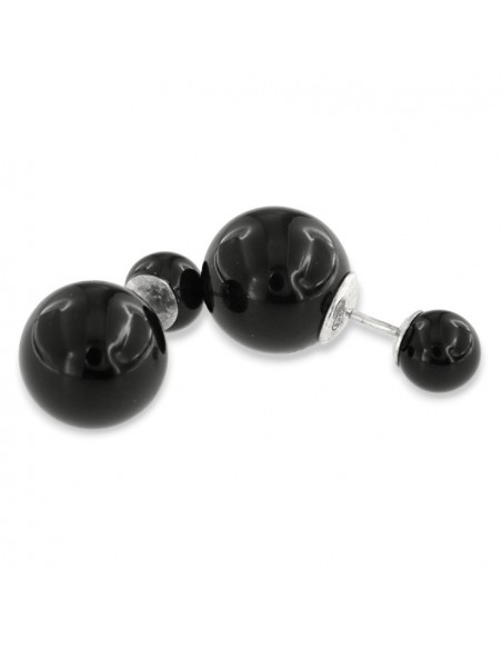 Orecchini Argento Rodiato Doppia Perla Nere [4738f2fa]