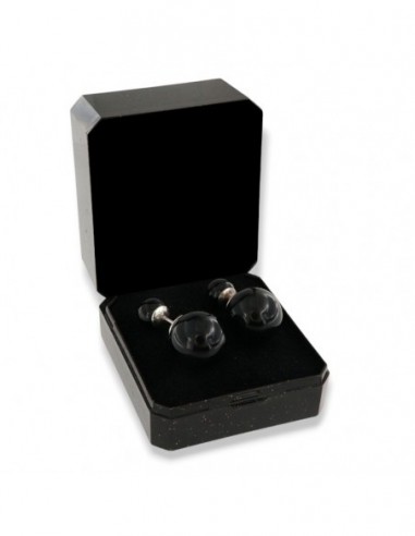 Orecchini Argento Rodiato Doppia Perla Nere [f02533fe]