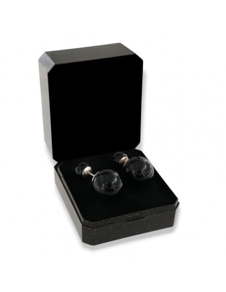 Orecchini Argento Rodiato Doppia Perla Nere [f02533fe]