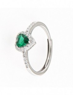 Anello Argento Rodiato Cuore Verde [3b78197d]