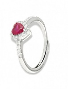 Anello Argento Rodiato Cuore Rosso [3e285e63]