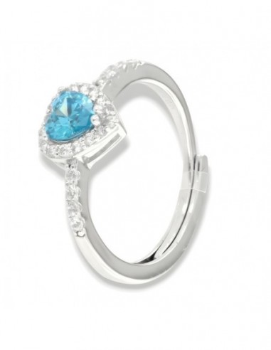 Anello Argento Rodiato Cuore Celeste [5013dc6a]