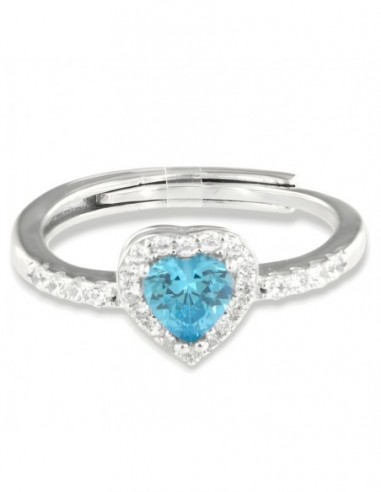 Anello Argento Rodiato Cuore Celeste [6d26f4a1]