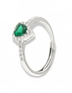 Anello Argento Rodiato Cuore Verde [3b78197d]