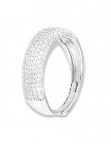Anello Argento Rodiato Fascia Zirconi Bianchi [35a604a6]