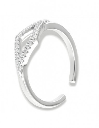 Anello Argento Rodiato Zirconi Bianchi Gambo Aperto [0f56a6e7]