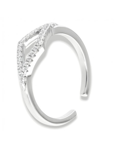 Anello Argento Rodiato Zirconi Bianchi Gambo Aperto [0f56a6e7]