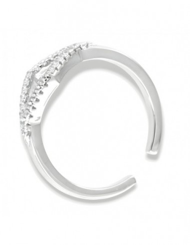 Anello Argento Rodiato Zirconi Bianchi Gambo Aperto [8dadeebd]