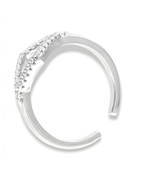 Anello Argento Rodiato Zirconi Bianchi Gambo Aperto [8dadeebd]