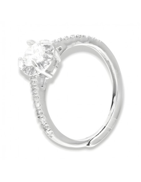 Anello Argento Rodiato Solitario Zirconi Bianchi [f079e45f]