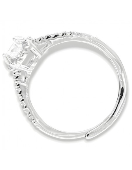 Anello Argento Rodiato Solitario Zirconi Bianchi [4764255b]