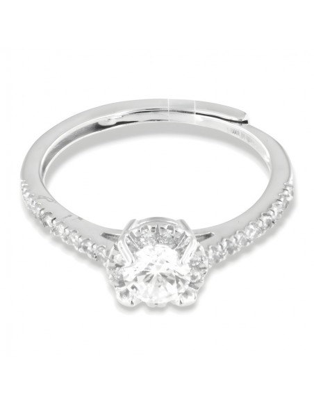 Anello Argento Rodiato Solitario Zirconi Bianchi [9e426656]