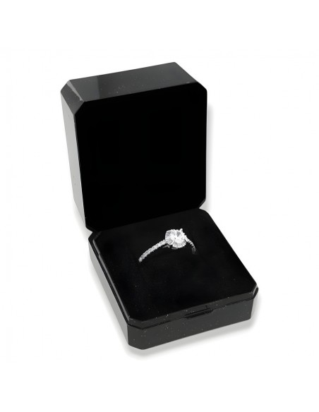 Anello Argento Rodiato Solitario Zirconi Bianchi [295fa752]