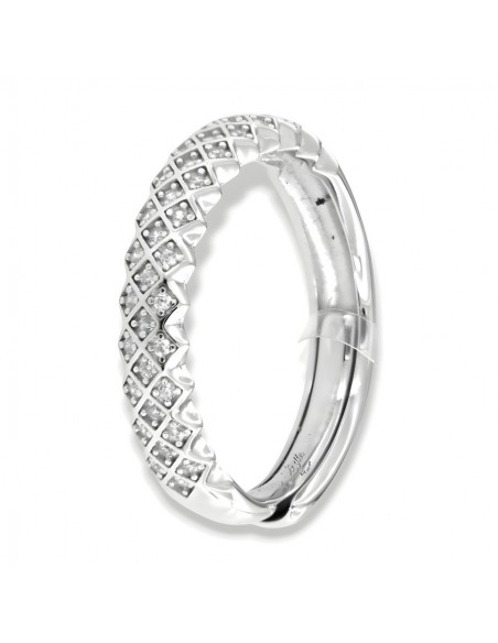 Anello Argento Rodiato Fascia Zirconi Bianchi [0be35168]