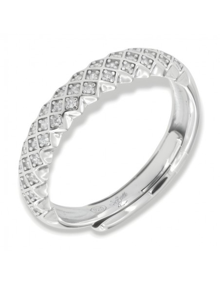 Anello Argento Rodiato Fascia Zirconi Bianchi [34b559be]