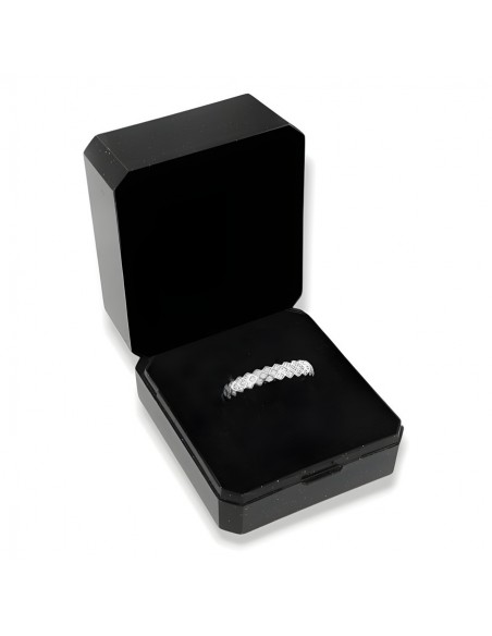Anello Argento Rodiato Fascia Zirconi Bianchi [e8c35dad]