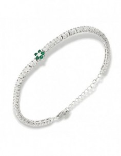 Bracciale Argento Rodiato Tennis Fiore Verde Centrale [af0d5250]