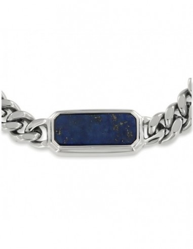 Bracciale Acciaio Grumetta Lapislazzulo Piastra [35d2cddc]