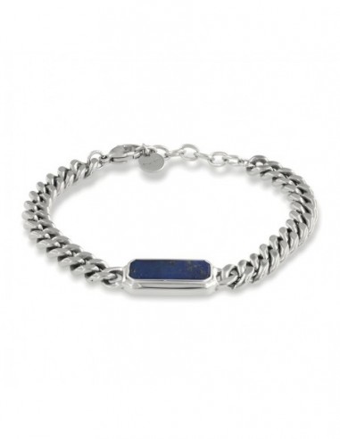 Bracciale Acciaio Grumetta Lapislazzulo Piastra [30828ac2]