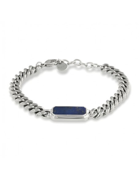 Bracciale Acciaio Grumetta Lapislazzulo Piastra [30828ac2]
