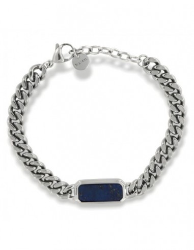 Bracciale Acciaio Grumetta Lapislazzulo Piastra [879f4bc6]