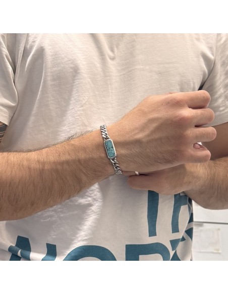 Bracciale Acciaio Grumetta Turchese Centrale [9ae96b05]