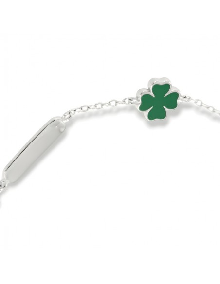 Bracciale Argento Rodiato Neonato Quadrifoglio [e49c4c36]
