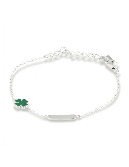 Bracciale Argento Rodiato Neonato Quadrifoglio [e1cc0b28]