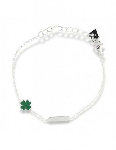 Bracciale Argento Rodiato Neonato Quadrifoglio [56d1ca2c]