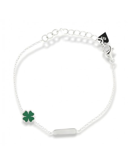 Bracciale Argento Rodiato Neonato Quadrifoglio [56d1ca2c]