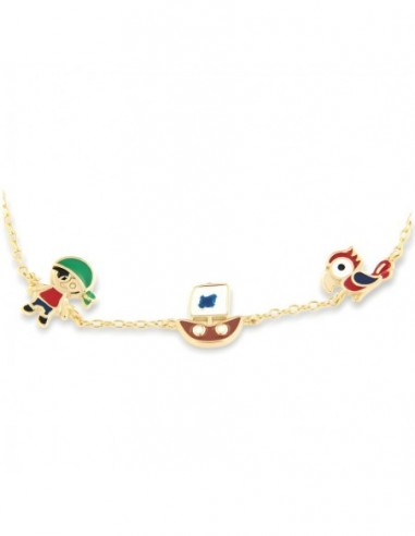 Bracciale Argento Dorato Neonato Pirata [ff64532b]