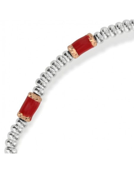 Bracciale Argento Rodiato Pepite Rosse Rondelle [93457ba8]
