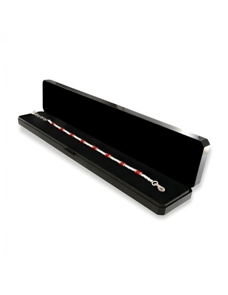 Bracciale Argento Rodiato Pepite Rosse Rondelle [f82ebebf]