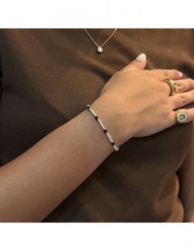 Bracciale Argento Rodiato Pepite Nere Rondelle [38ead8ab]