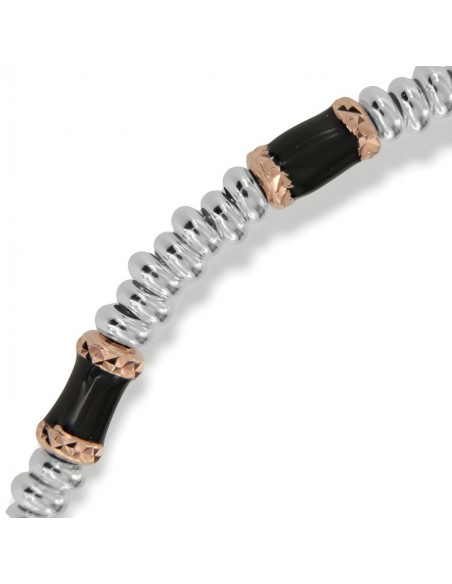 Bracciale Argento Rodiato Pepite Nere Rondelle [8ff719af]