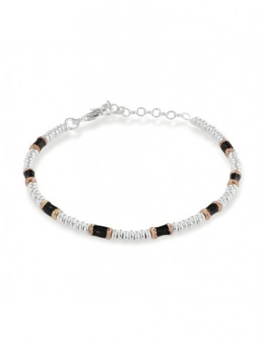 Bracciale Argento Rodiato Pepite Nere Rondelle [8aa75eb1]