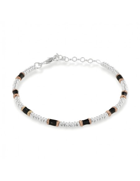 Bracciale Argento Rodiato Pepite Nere Rondelle [8aa75eb1]