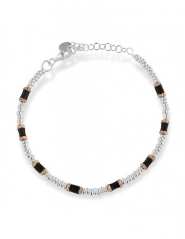Bracciale Argento Rodiato Pepite Nere Rondelle [3dba9fb5]