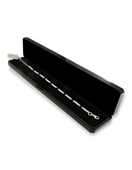 Bracciale Argento Rodiato Pepite Nere Rondelle [e49cdcb8]
