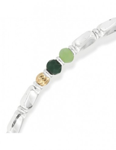 Bracciale Argento Rodiato Perline Verdi Pepite [f13de228]