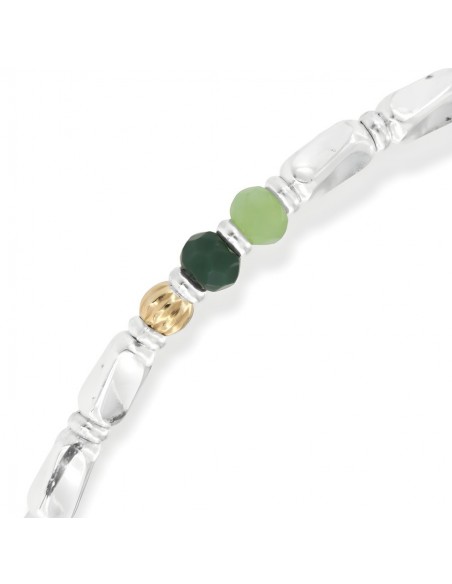 Bracciale Argento Rodiato Perline Verdi Pepite [f13de228]