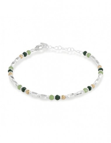 Bracciale Argento Rodiato Perline Verdi Pepite [f46da536]